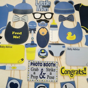 PDF Boy Baby Shower Photo Booth Props PRINTABLE Photobooth DIY - Etsy