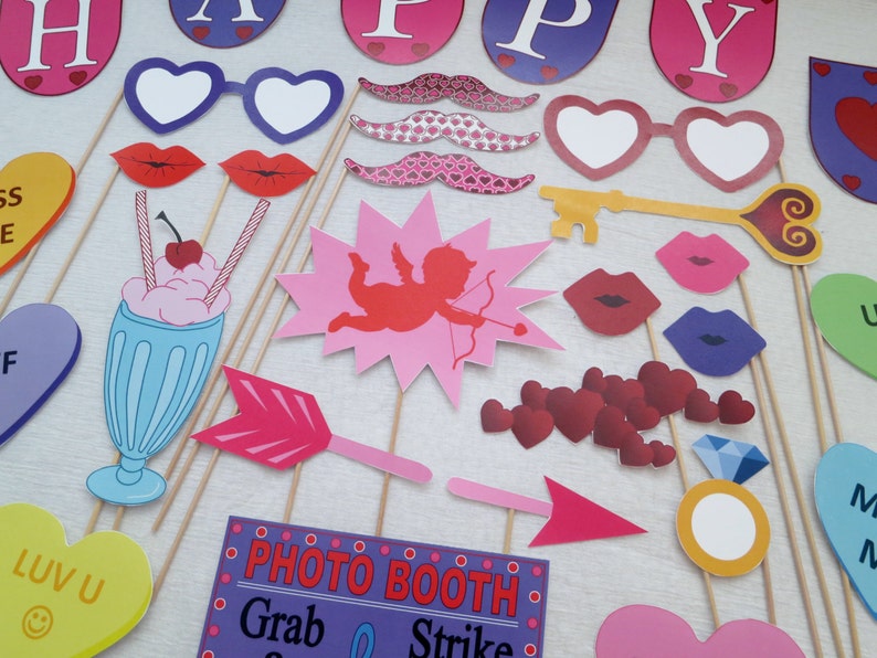 PDF Valentine's Day photo booth props/decorations/craft printable DIY image 2