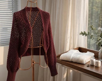 Women Solid Raglan Sleeve Overall Hand Knit Poncho summer wear