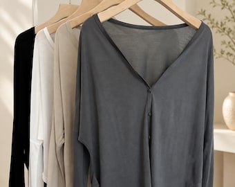 Summer Loose Fit shirt, Casual Top, Casual Long Sleeve Blouse, Beach dress