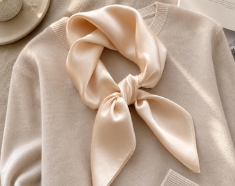 Solid Silk Feel Scarf,  Blend Neck wrap, Elegant Minimal Scarf, Mother’s Day Gift
