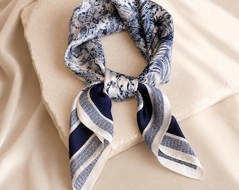 Poly Silk Scarf for Women | Vintage Boho Bandana | Elegant Neck Wrap 70cm