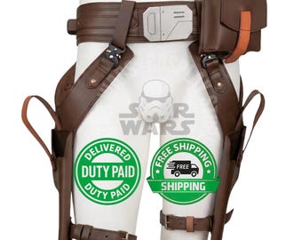 Axe Woves Inspired Mandalorian Season 3 Leather Holster Belt | Handmade Star Wars Cosplay Costume