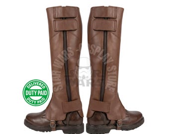 Polainas de cuero de Boba Fett y el Mandaloriano / Cubrebotas de cosplay de Din Djarin de Star Wars