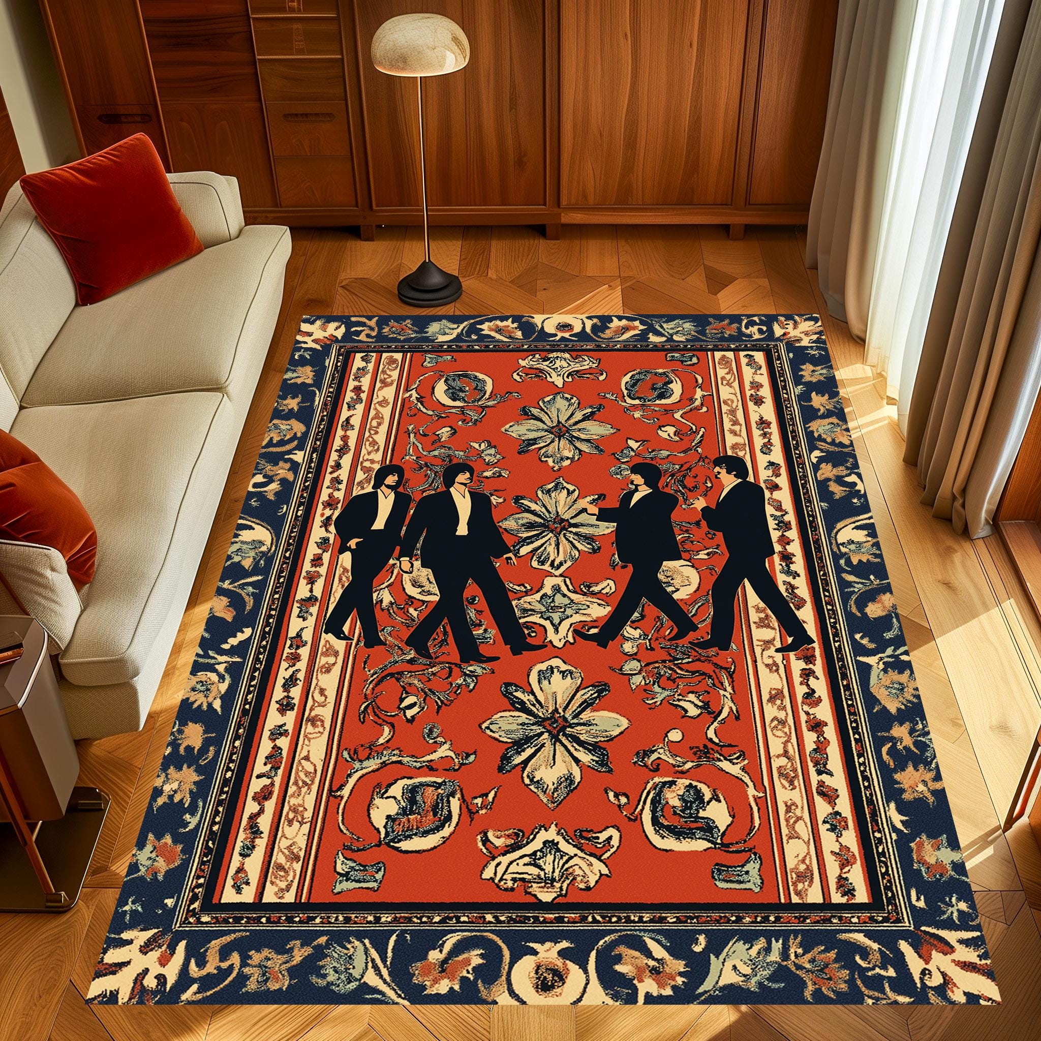 The Beatles Inspired Rug, Vintage Band Inspired Rug, Retro Music Rug ...