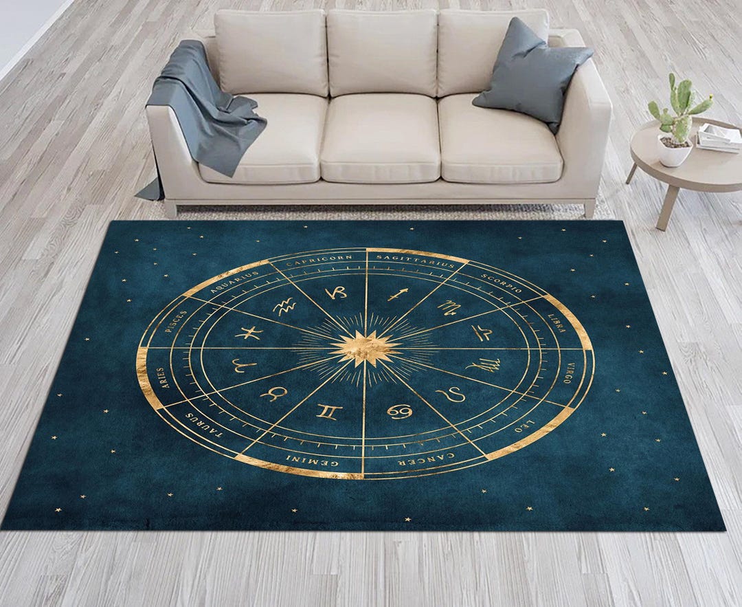 Zodiac Sign Rug Zodiac Sign Rug, Astrology Wheel Rug, Celestial Horoscope Area Rug ...