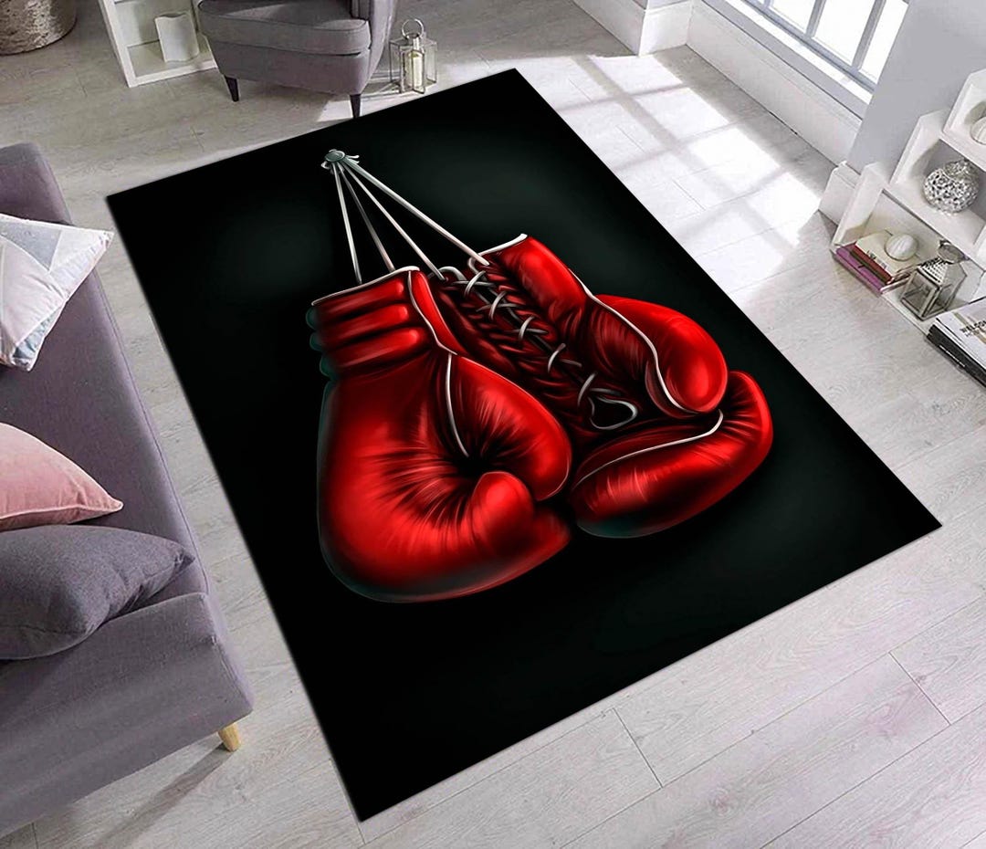 Boxing Gloves Rug, Boxing Gym Area Rug, Sports Rug, Fighter Room Decor ...