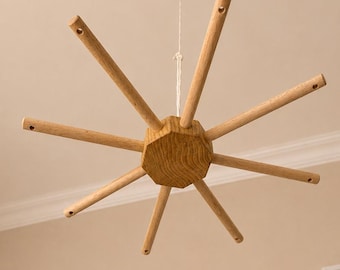 Colgador de móvil de madera Montessori – Móvil giratorio para cuna / Decoración infantil de madera de haya natural / Marco para móvil DIY