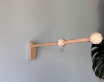 Móvil de bebé de madera ajustable con brazo para colgar en la pared, decoración de pared, haya natural.