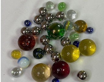Vintage glaskralen Marbles-collectie 30+ kleurrijke kralen