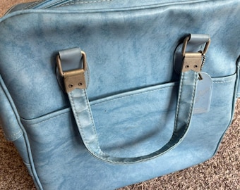 Vintage Sears Carry On Suitcase bleu sac de voyage souple Bagages rétro des années 70 80