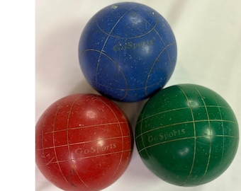 Vintage GoSports Bocce Ball Set Red Blue Green Complete GUC