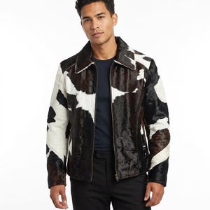 Handmade Cowhide Leather Jacket, Real Hair-on Hide