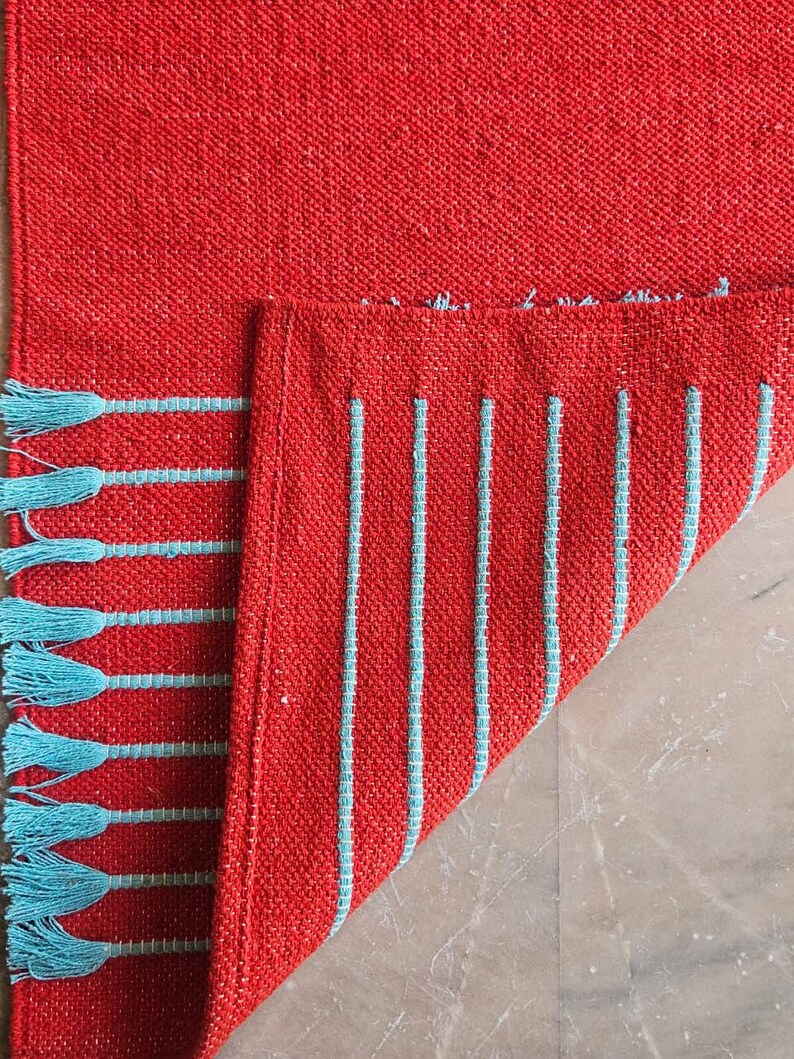 Handwoven Cotton Yoga Mat – Textured Boho Rug, Natural Anti-Slip Grip image 14