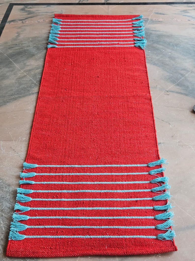 Handwoven Cotton Yoga Mat – Textured Boho Rug, Natural Anti-Slip Grip image 16