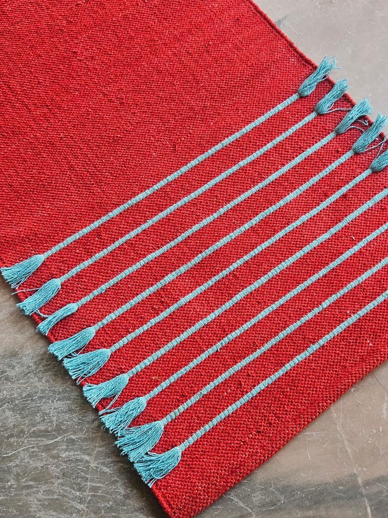 Handwoven Cotton Yoga Mat – Textured Boho Rug, Natural Anti-Slip Grip image 19