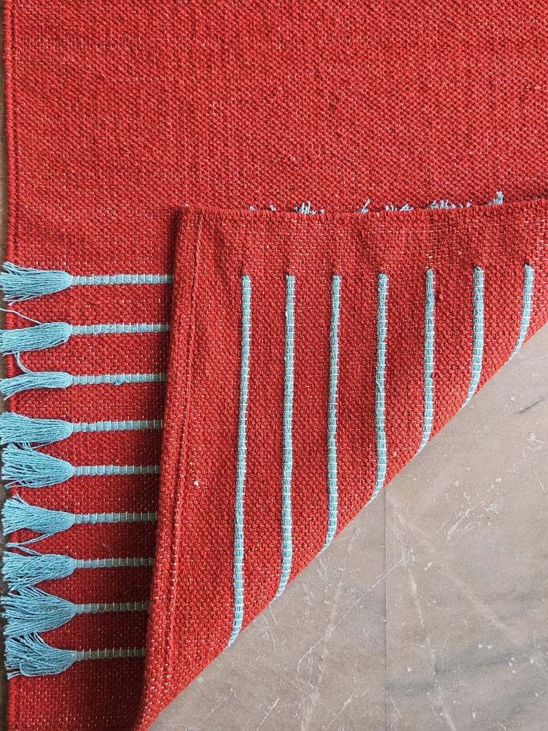 Handwoven Cotton Yoga Mat – Textured Boho Rug, Natural Anti-Slip Grip image 13