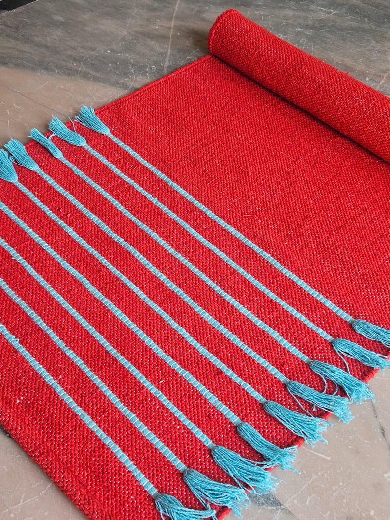 Handwoven Cotton Yoga Mat – Textured Boho Rug, Natural Anti-Slip Grip image 17