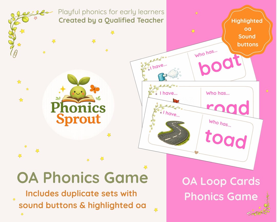 OA Phonics Game | Loop Cards Activity for Early Reading (digital ...