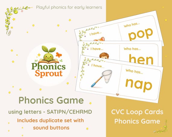 CVC Word Phonics Game | Loop Cards Activity | Early Reading Printable (Digital Download)