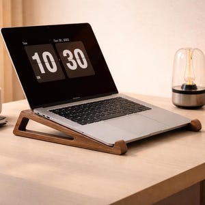 Wood Laptop Stand | Ergonomic Laptop Riser | Minimalist Desk Setup | Bamboo Laptop Holder | Aesthetic Workspace Decor