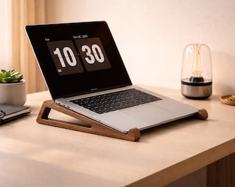Supporto per laptop in legno | Rialzo ergonomico per laptop | Postazione di lavoro minimalista | Supporto per laptop in bambù | Arredamento estetico per la postazione di lavoro