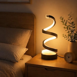 Modern Spiral LED Table Lamp, Minimalist Desk Light, Warm White Night Light, Contemporary Bedroom Lighting, Nordic Home Decor Lamp