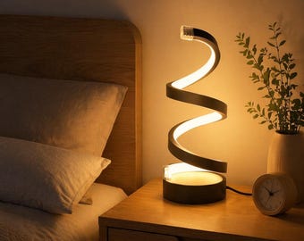 Modern Spiral LED Table Lamp, Minimalist Desk Light, Warm White Night Light, Contemporary Bedroom Lighting, Nordic Home Decor Lamp