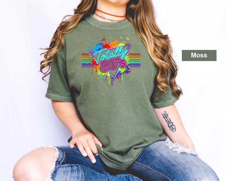 Comfort Colors® T-Shirt, Totally 80's Shirt, Retro 80's Shirt, Colorful Neon 80's Tee, 80's Party Shirt, Vintage 1980's Tee, 80's Gitf image 3