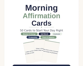 Morning Affirmation Cards – 50 Daily Positive Mindset PDF (Instant Download)