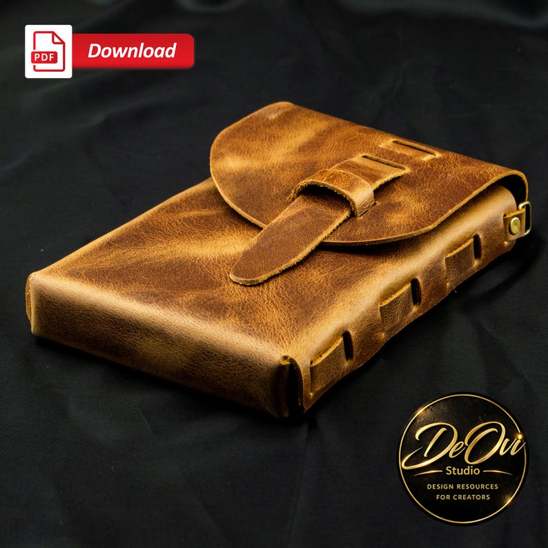 No-Sew Leather purse Pattern PDF / Easy DIY Leather Craft / Instant Download + Video Tutorial image 7