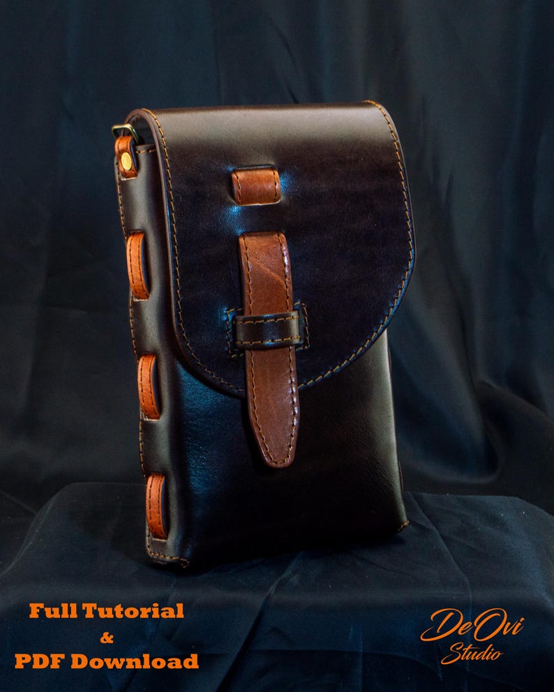 No-Sew Leather purse Pattern PDF / Easy DIY Leather Craft / Instant Download + Video Tutorial image 16