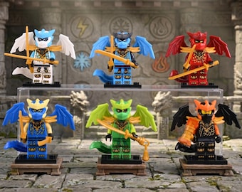 Ninjago Dragon Rising 6-Pack, Komplettes Drachenform-Set, Sammlerset mit Vitrine, Geschenk für Kinder und Fans