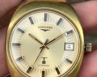 Reloj Longines Ultronic vintage para hombre, chapado en oro – década de 1970, calibre suizo 6312