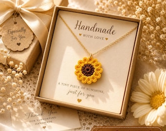 Crochet Sunflower Necklace Pattern PDF | Micro Crochet Pendant Tutorial (Digital Download)