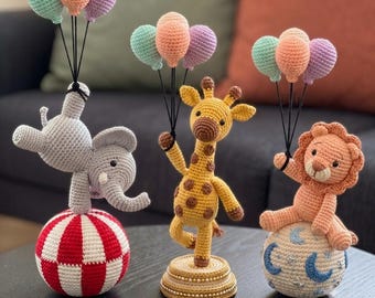 Circus Trio Crochet Pattern PDF | Amigurumi Elephant, Giraffe, Lion Tutorial (Digital Download)