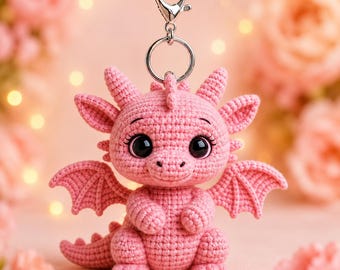 Rosie The Dragon Crochet Pattern PDF, Amigurumi Keychain Tutorial (Digital Download)