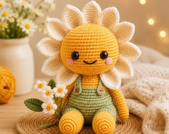 Sunshine Flower Crochet Doll Pattern | Amigurumi Sunflower Plush Tutorial (PDF Download)