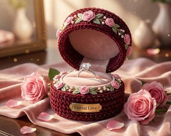 Floral Crochet Ring Box Pattern, Romantic Proposal Holder (Digital Download)