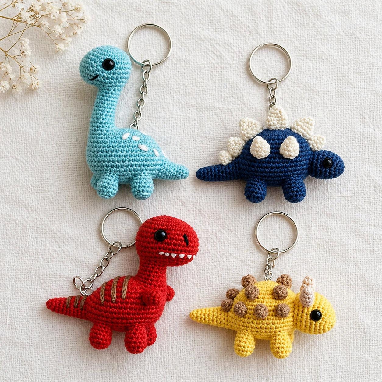 Mini Dinosaur Crochet Keychain Pattern Bundle