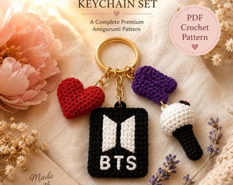 BTS Crochet Keychain Pattern, Army Bomb Amigurumi Tutorial (PDF)