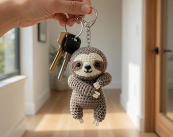 Mini Sloth Amigurumi Crochet Pattern, Kawaii Keychain Plush Toy Tutorial (PDF Download)