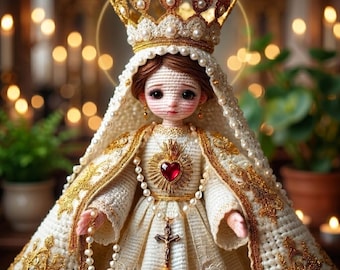 Royal Holy Queen Crochet Doll Pattern, Amigurumi Religious Doll PDF (Digital Download)