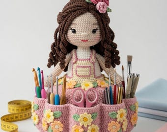 Crochet Doll Organizer Pattern PDF, Amigurumi Craft Basket, Cottagecore Storage (Pattern)