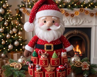 Crochet Santa Advent Calendar Pattern, Christmas Countdown, 24 Pockets (Digital PDF)