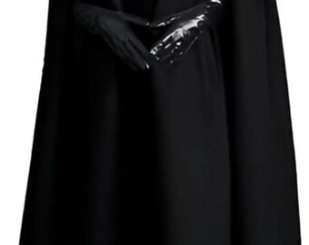 Capa de lana negra para mujer, abrigo largo de invierno