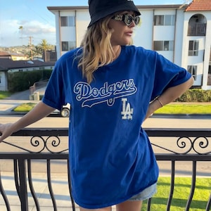 dodgers t shirt dress Women's Los Angeles Dodgers The Wild Collective Black T-Shirt Dress