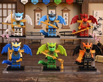 Dragons Rising 6-pack met vitrine, complete drakenvormset, uniek cadeau voor ninjafans