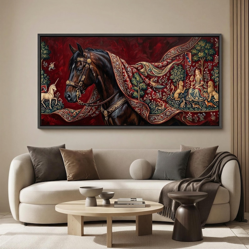 medieval-horse-art-canvas-print-equestrian-wall-art-extra-wide