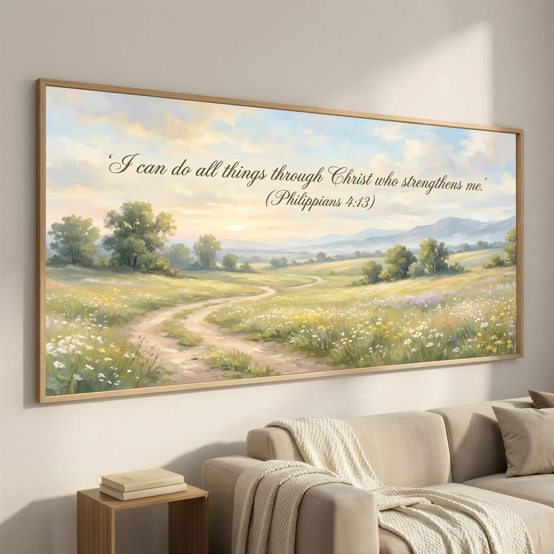 Philippians 4:13 Jesus Christian Canvas Wall Art, Extra Wide Scripture ...